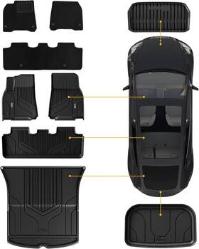 3w-tesla 3w 9-piece Floor Mats For Tesla Model Y 2020-25 All-weather Tpe Liner Black