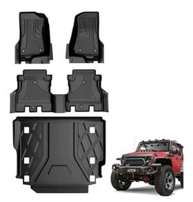 3w 3w2021031908 Floor Mats Cargo Liner For Jeep Wrangler Jl 2018-2025 Without Subwoofer