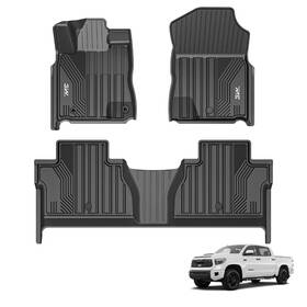 3w 710436718492 Floor Mats Fit Toyota Tundra 2014-2021 Only For Crewmax Cab Tpe All Weather C