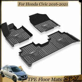 3w2022090509 3w Floor Mats For Honda Civic 2016-2022 Durable Custom Fit All Weather Black
