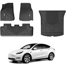 B09lc5fmkp 3w Store 4pcs Floor Mats Set For 2020-2024 Tesla Model Y Tpe All Weather Cargo Liner Mat