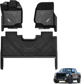 Zy1051601 3w Floor Mats For 2015-2025 Ford F150 / F-150 Lightning Super Crew Cab Tpe Liner