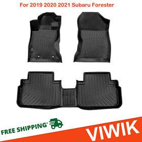 Top079678 3x Floor Mats For 2019 2020 2021 Subaru Forester Tpe Rubber Waterproof Black New