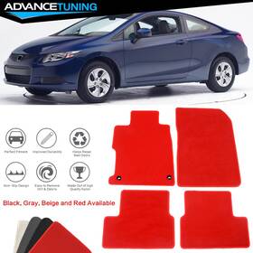 Adv-cp167rd Advancetuning Fits 12-15 Honda Civic 2dr Floor Mats Liner Front Rear Nylon Red Carpets 4pcs