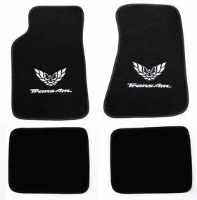 3402b-sta-4 Afm Carpet Floor Mats 1970-81 Pontiac Firebird Trans Am Embroidered Logo Silver
