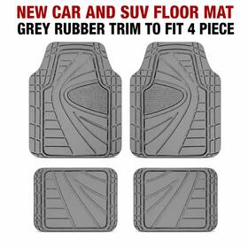 Aftermarket Products Ac5704grot New Universal Car And Suv Floor Mat Grey Rubber Trim To Fit 4 Piece Heavy Duty