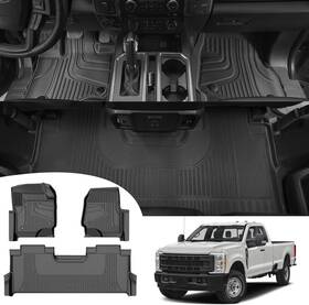 Fm-fo-027 Aomsazto Fm-fo-027%-aom Floor Mats For Ford F250 F350 F450 F550 2017-2025 Crew Cab With Storage Box