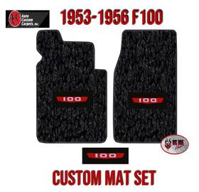Auto Custom Carpets Inc. 17837-01-231 1953-56 Ford F100 Truck Black Carpet Floor Mat Set With Red 100 Logo By Acc