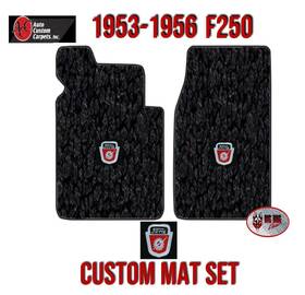 Auto Custom Carpets Inc. 20724-01-233 1953-56 Ford F250 Black Carpet Floor Mat Set With Lighting Shield Logo Acc