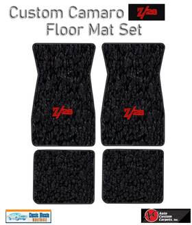 9191-801-1 Auto Custom Carpets Inc. 9191-801-1- 1974-81 Camaro Black Carpet Floor Mat Set With Red Z/28 Logo -acc
