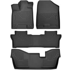 Es01f091128 Autoparts-territory 4x Floor Mats Set For 2016-2022 Honda Pilot 8 Passenger Black Tpe Rubber Liner