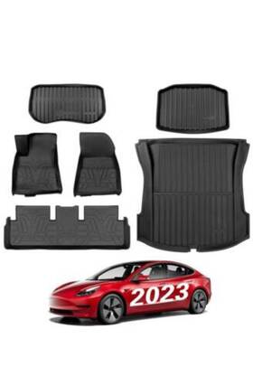 215550 Basenor Tesla Model 3 Premium Floor Mats 6pcs Full Set Heavy Duty All-weather 2021-2023