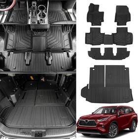 Bomely 792119644588 Floor Mats Trunk Mat With Backrest Fit 2020-2025 Highlander