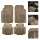 F11305beige Car Floor Mats For Rubber 4pc Set Tactical Fit Heavy Duty