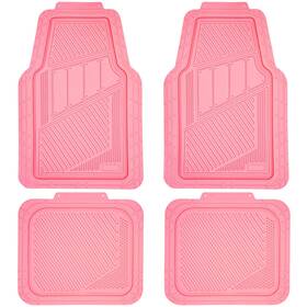 Jd189-pk1xj-pm4nh22g Car Pass Heavy Duty Rubber Floor Mats 4-piecepink Full Sets Anti-slipwaterpro
