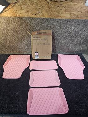 Jd606pu-pk1-dt5 Car Pass Leather 5-piece Mats Shiny Rhinestone For Suv Sedan Van Girls Pink
