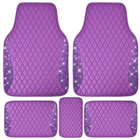 Jd606pu-pl1-dt5 Car Pass Bling Leather Mats Shining Diamond Floor Crystal Rhinestone