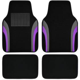 Zt-0158-2pl22 Car Pass Leather Sporty Floor Mats Carpet Universal Black And Purple