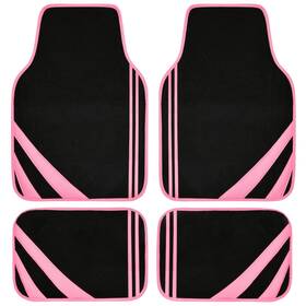 Zt-0178-pk0pu-4p35 Car Pass Pink Edge Faux Leather Floor Mats Universal Carpet With