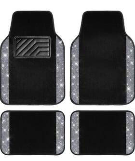 Cbmt254 Carbella Car Glitter Floor Mats - Sparkly Bling Rhinestone Carpet White Shiny