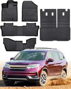 Cdm000304 Cardium All Weather Floor Mats For Honda Pilot 2022-2016 Only 8 Seater Front 2