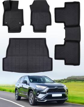 Car-307 Carqiwireless Floor Mats And Cargo Liner For 2019-2025 Toyota Rav4 All-season Waterproof Xpe