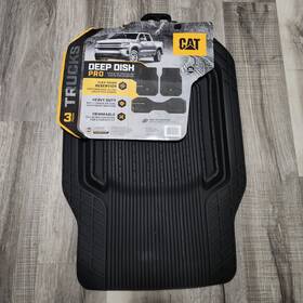 Camt-9213-bk Cat Deep Dish Pro Floor Mats Heavy Duty All Weather Trim 3 Piece Set For Trucks