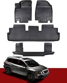 K00-0014 Cpowace 4pcs Car Tpe Floor Mats Liner For Nissan Pathfinder 7 Seats 2022 2023 2024