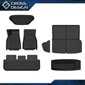 Big2025100901 Crossdesign Floor Mats Fit For Tesla Model S 2021-2024 Full Set 6 Pcs All Weather Liners