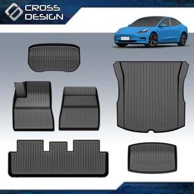 Big20260309-2 Crossdesign Fit For 2024 2025 Tesla Model 3 Highland All Weather Tpe Floor Mats Cargo Liner