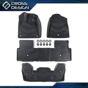 Ht-02cfm1394abk Crossdesign 3 Row Floor Mats Set Fit For 2023-24 Honda Pilot Tpe All Weather Liners 4pcs
