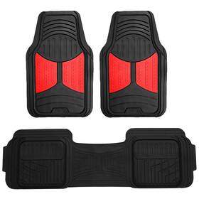 F11513red Fh Group Red Black 3pcs Floor Mats Set Heavy Duty Car Universal Fit