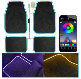 Jd001 Fimker Soft Car Floor Mats With Led Strip Light Universal Fit Black Automotive Carp
