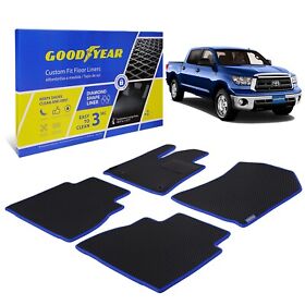 Gy004253 Floor Liners All Weather Mats For 10-13 Toyota Tundra Crew Max Black Blue