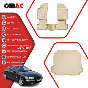 7609444-250bg Floor Mats And Cargo Trunk Liner For Volvo S60 2001-2009 3d Molded Beige Set Tpe