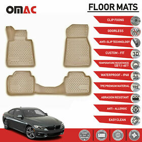 U013182 Floor Mats Liner Fits Bmw 4 Series F32 Coupe 2014-2020 3d All Weather Molded Tan