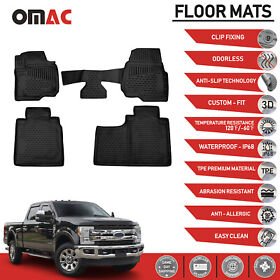 U026086 Floor Mats Liner For Ford F-350 F450 F550 Crew Cab 2017-2018 3d Black Waterproof