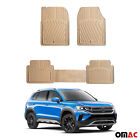 U023110 Floor Mats Liner Set For Volkswagen Taos 2022-2023 Front Rear Trimmable 4x Tan
