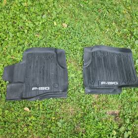 Ml3j1613087raw Ford 2015-2024 F150 Black Textured Front Floor Mats W Gray Logo Emblem Oem Used