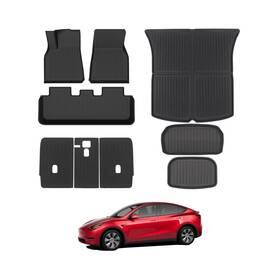 T-my-02 Foronetry Tesla Model Y Floor Mats For 2025 2021-2024 9pcs All Weather Full Set Cargo