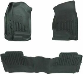 D0329 Front And 2nd Seat Floor Mats Liner Set 2014-2018silverado Sierra 1500 Crew Cab