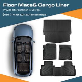 Byg9708839us2b Geartronics Floor Mats For Nissan Rogue 2025 Anti-slip New All Weather 3pc Car Liners Cargo