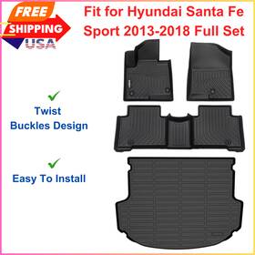 75913532 Ginowy Ginowy- Floor Mats And Cargo Liner For Hyundai Santa Fe Sport 2013-2018 Tpe Rubber