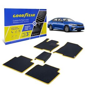 Gy004161 Goodyear Floor Liners All Weather Mats For 2016-2020 Kia Optima Black Yellow
