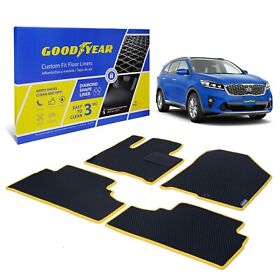Gy004164 Goodyear Floor Mats All Weather Liners For 2016-2020 Kia Sorento Black Yellow