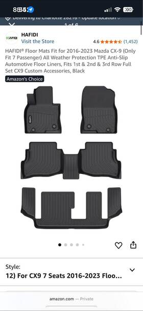 P2.tpejd219.h Hafidi Floor Mats Fit For 2016-2023 Mazda Cx-9 Only 7 Passenger All