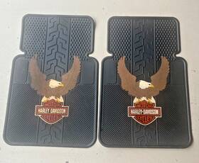 0140-01 Harley Davidson 2 Vintage Bar Shield Eagle Front Rubber Floor Mats Car Truck Suv