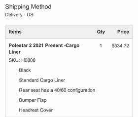 H0808 Hatchbag Polestar 2 Cargo Liner Black