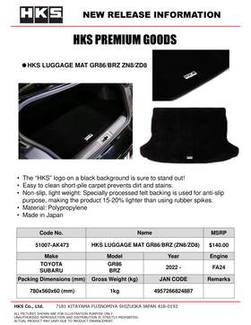 51007-ak473 Hks Floormats