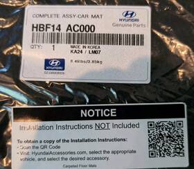 Hbf14-ac000 Hyundai 2024-2025 Santa Fe Hybrid Carpeted Floor Mats Oem Parts
